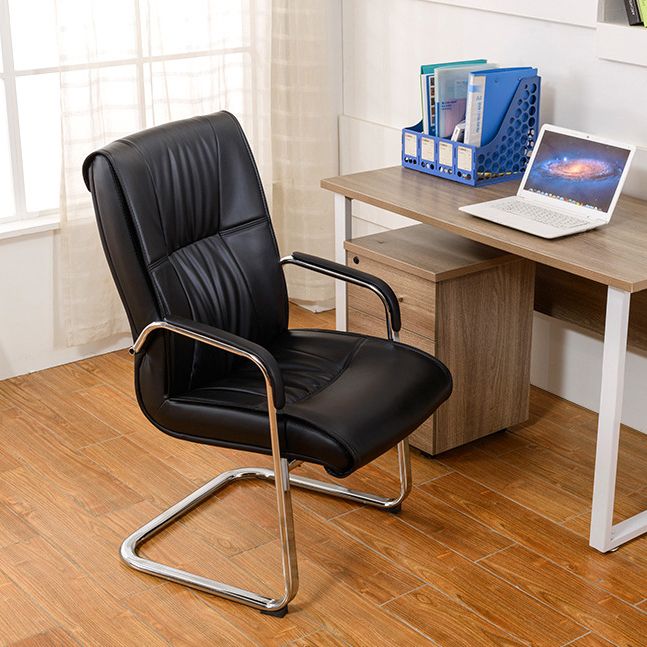 Contemporary Leather Task Chair Padded Arms Desk Chair for Office