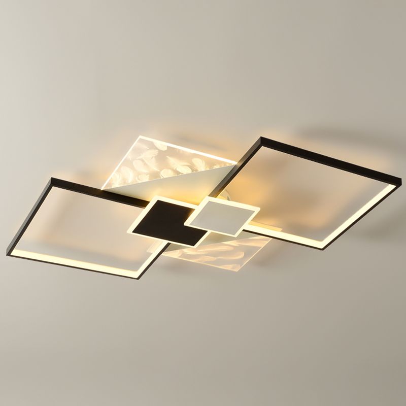 Metal Symmetric Flush Mount Lamp Simplicity LED Feather Ceiling Flush Light for Living Room