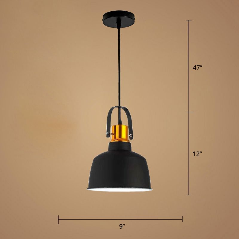 1-Light Suspension Lighting Nordic Style Bowl Shade Metallic Pendant Ceiling Light