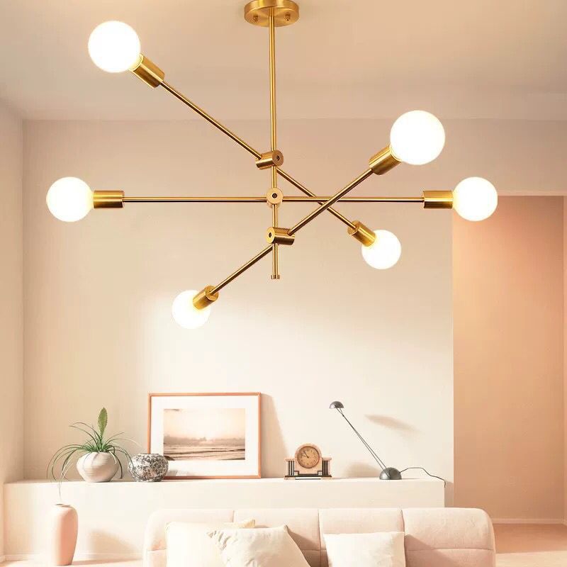 Molecular Metal Chandelier Lighting Industrial Exposed Bulb Hanging Pendant Light for Living Room