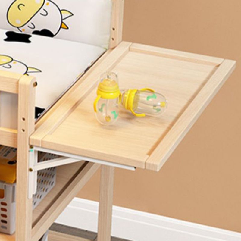 Flat Top Baby Changing Table Solid Wood with Storage Shelf and Wheel