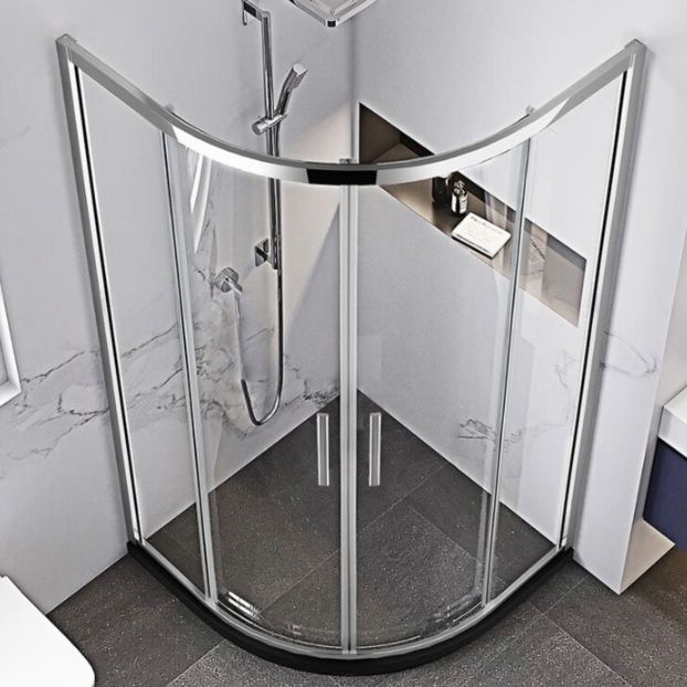 Stainless Steel Frame Tempered Shower Enclosure Round Double Sliding Shower Stall