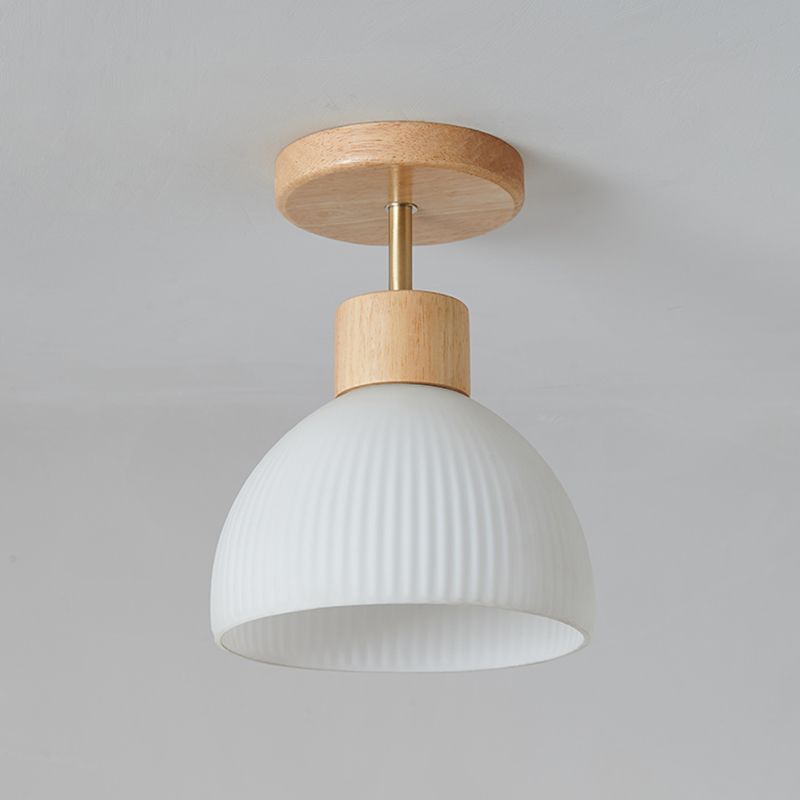 Japanese Style Wooden Ceiling Light Dome Shape Ceiling Lamp for Bedroom