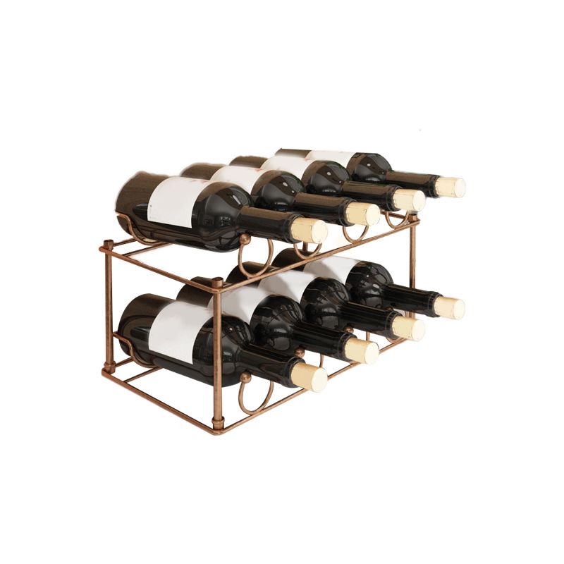 Modern Tabletop Wine Bottle Holder Metal Bottle Wine Rack with Wine Storage