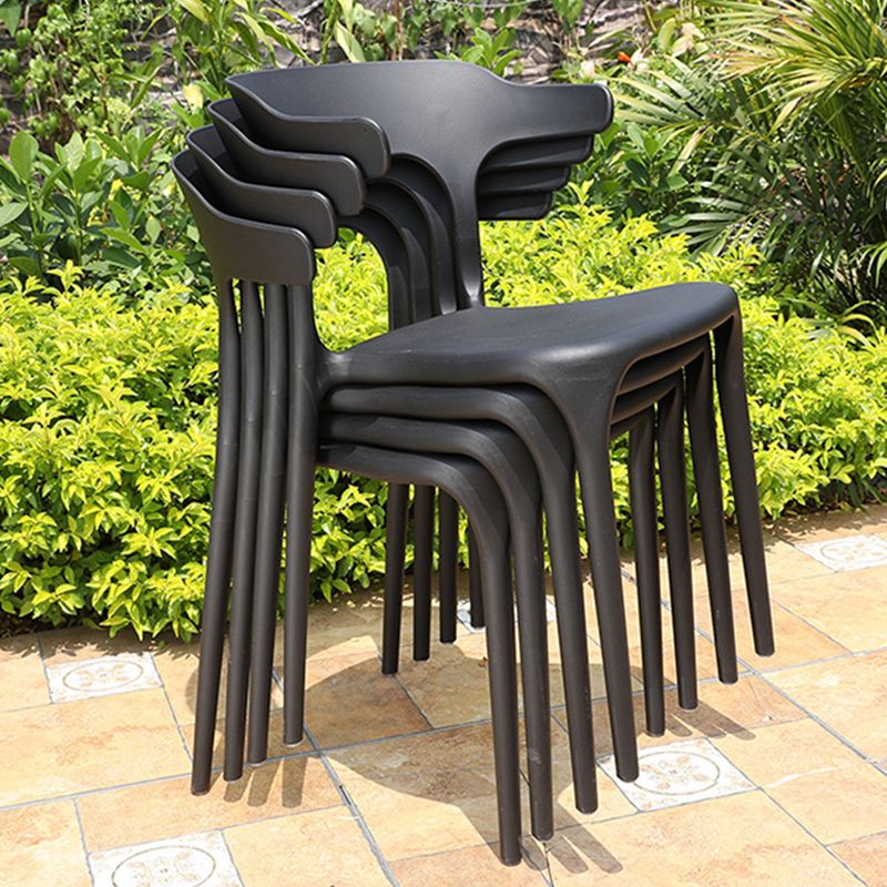 Contemporary Open Back Side Chair Plastic Outdoors Dining Chairs