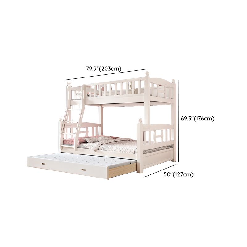 Traditional Style Kid Bed in White Solid Wood Standard Bunk Bed