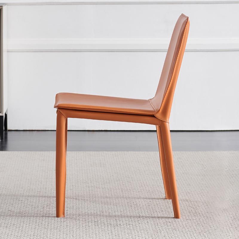 Modern Leather Dining Chair Parsons Chair in Matte Finish for Indoor