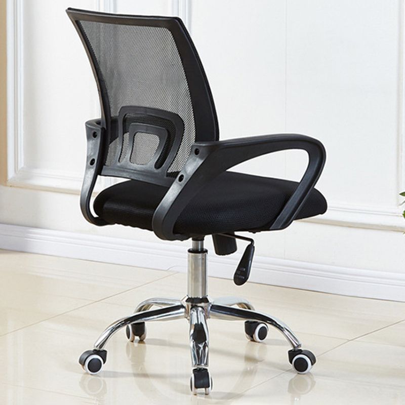 Modern Steel Desk Chair Mid Back Home Office Chair with Wheels