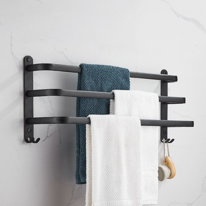 Modern Black Aluminum Bath Hardware Set Towel Bar Bathroom Hardware