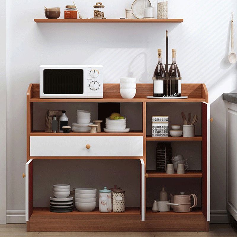 Wood Credenza Contemporary Style Server with Cabinets and Drawers