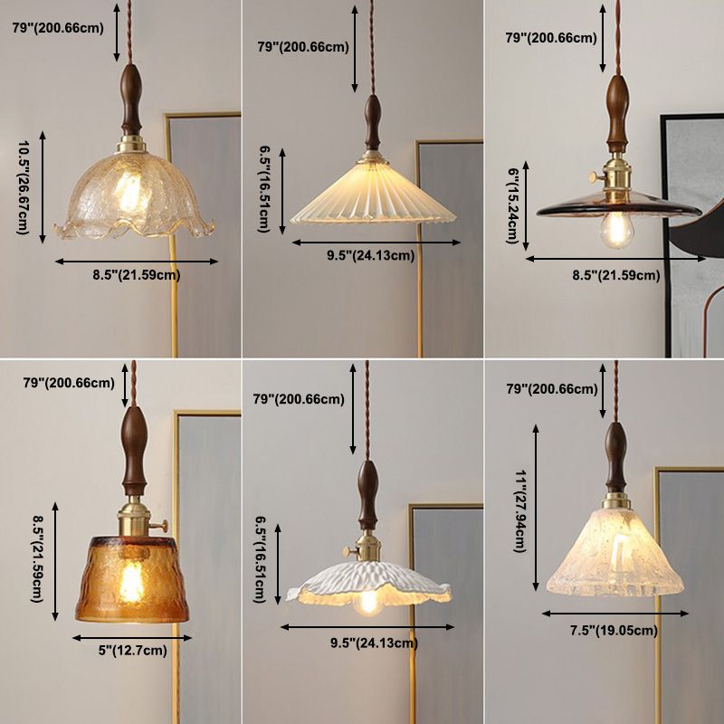 Amber 1 Light Pendant Lighting Industrial Style Glass Hanging Lamp for Bedroom