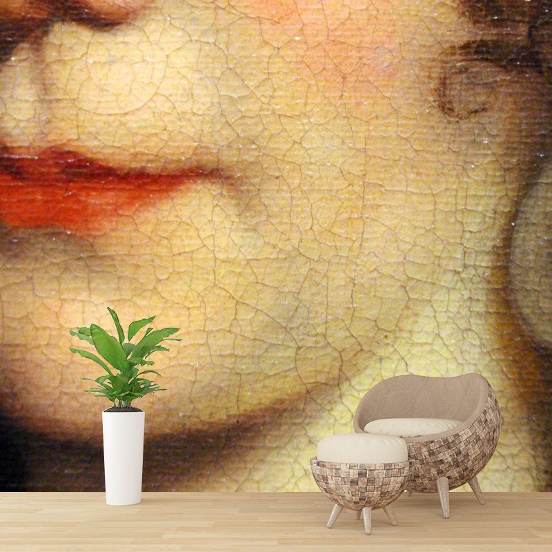 Illustration Portrait Wall Mural Novelty Style Living Room Wall Mural in Bright Color