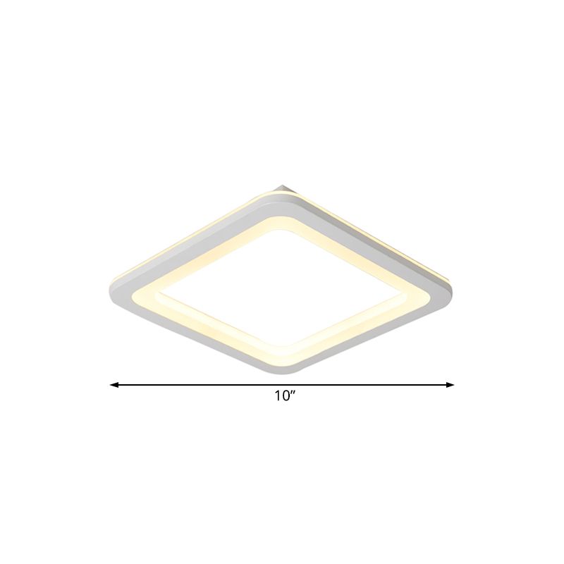 Éclairage encastré carré simple métal LED plafonnier blanc, blanc / lumière chaude, 10 "/ 14,5" / 19 "de large