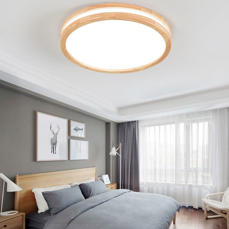 Solid Wood Flushmount Ceiling Light Modern Lamp for Office Living Room