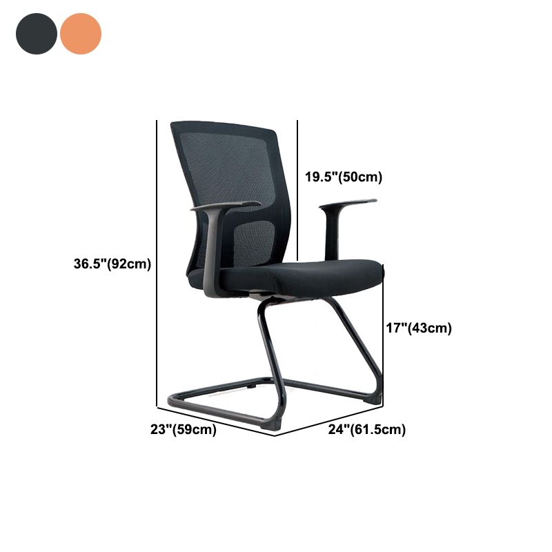 Contemporary Mid Back Office Chair with Fixed Arms Microfiber Task Chair with Black Frame