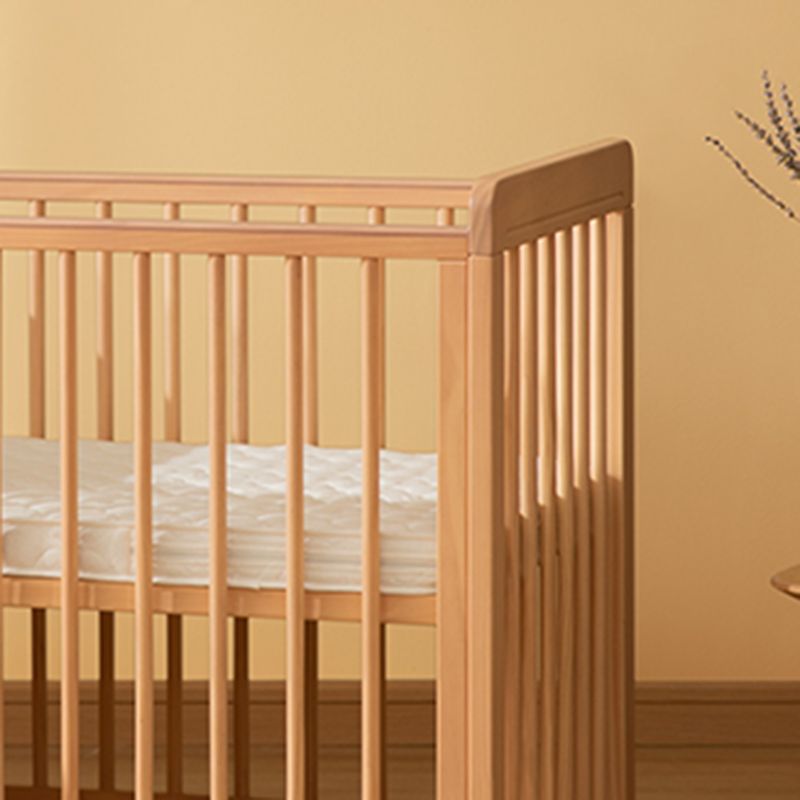 Contemporary Natural Baby Crib in Pine Wood 2-in-1 Convertible Crib