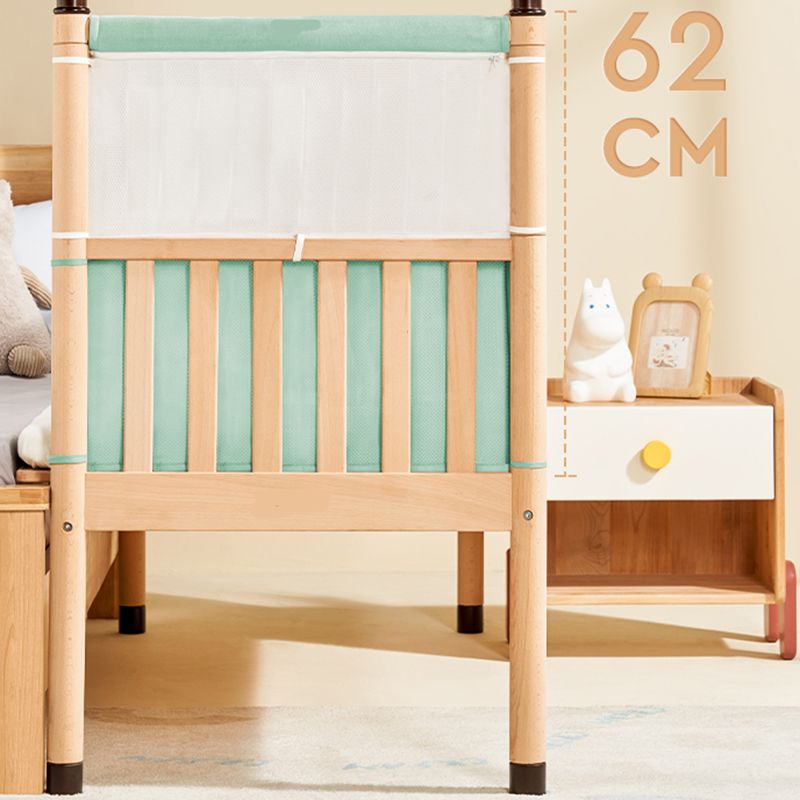 Scandinavian Brown Nursery Crib Wooden Nursery Bed with Guardrail