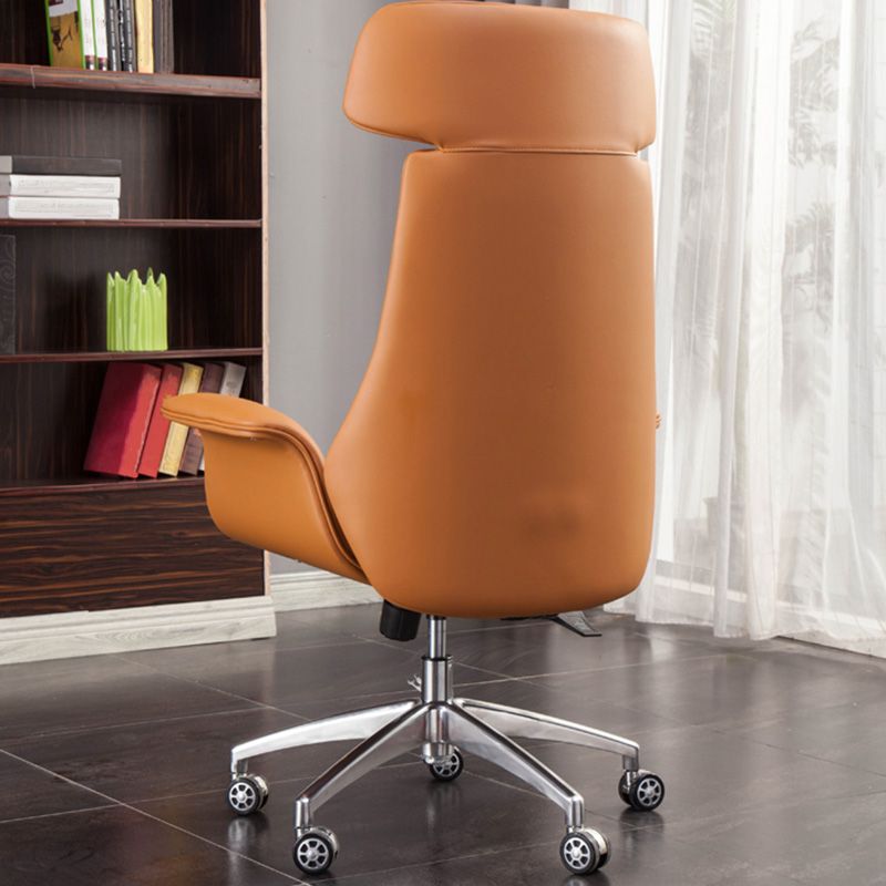 Metal Base Leather Office Chair Mid / High Back Desk Chair with Wheels