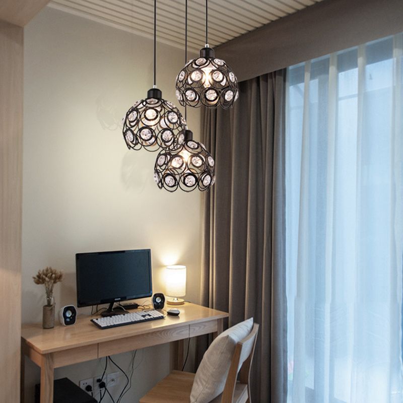 7 "Largeur de style contemporain mini cadre en métal de lampe suspendue avec luminaire d'éclairage en cristal d'éclairage