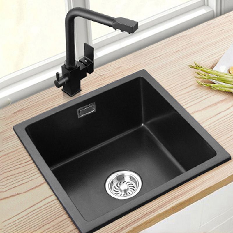 Black Undermount Kitchen Sink Single Bowl Quartz Sink with Faucet