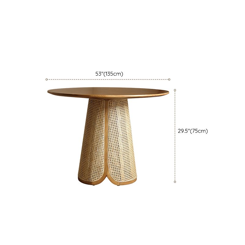 Contemporary Solid Wood Top Pedestal Dining Table Set for Home