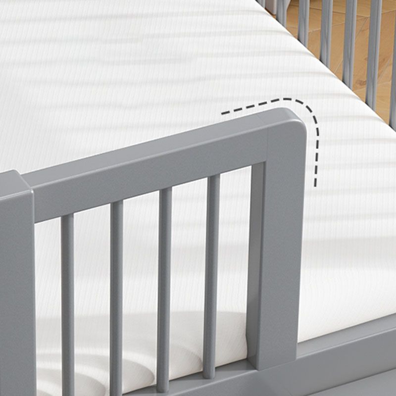 Scandinavian Wood Baby Crib Gray Wood Beech Nursery Crib with Guardrail