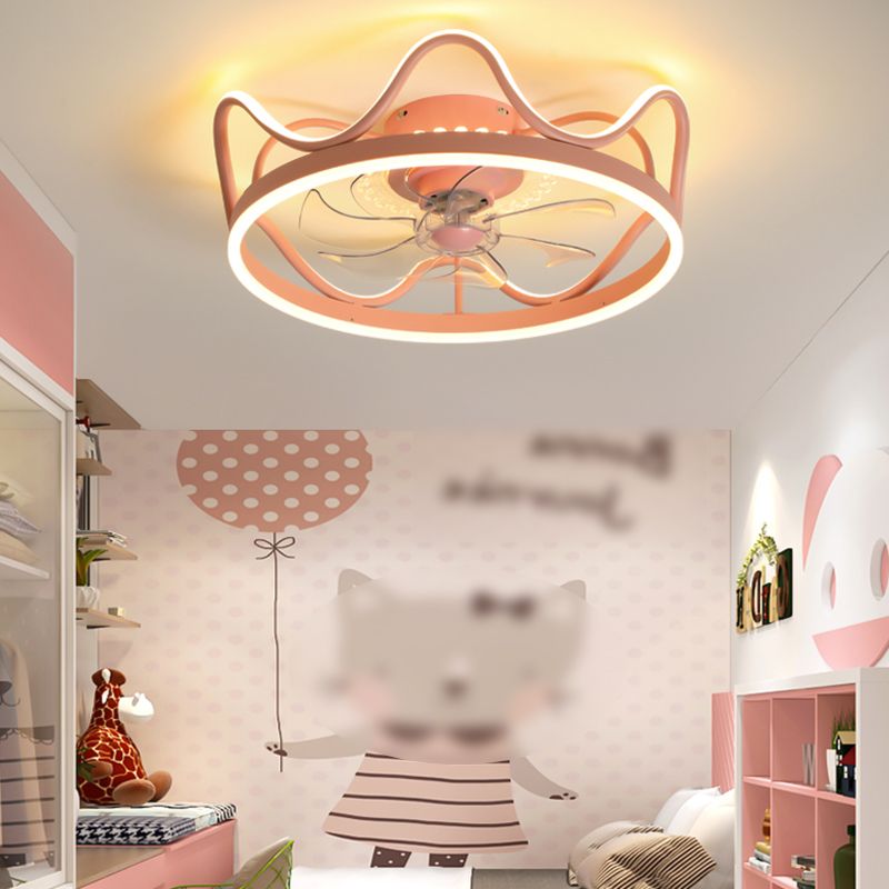 Metal Fan Ceiling Lights Modern Style 2 Lights Flush Mount Lamp for Kids' Room