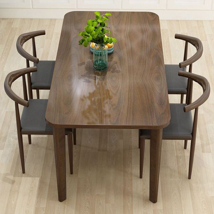 Contemporary Style Solid Wood Rectangle Dining Table 4 Legs Table for Home