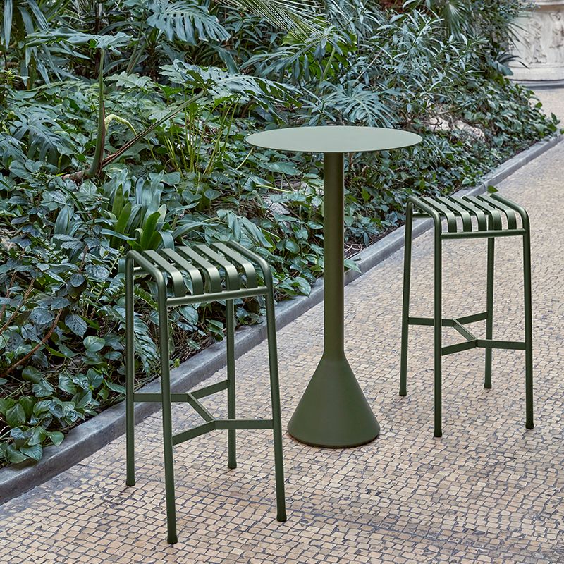 Contemporary Bistro Table Green Water Resistant Metal Table, 29.13" High