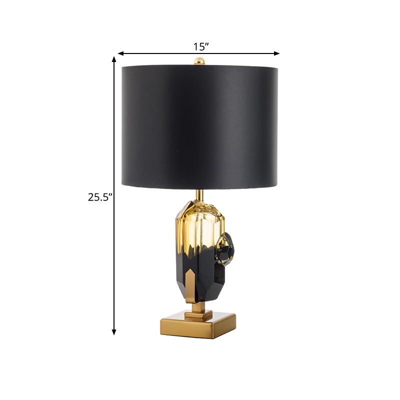 1-Bulb-Schlafzimmer Nachttisch hell modernistische goldene Schreibtischlampe mit trommelschwarzem Stoff Schatten