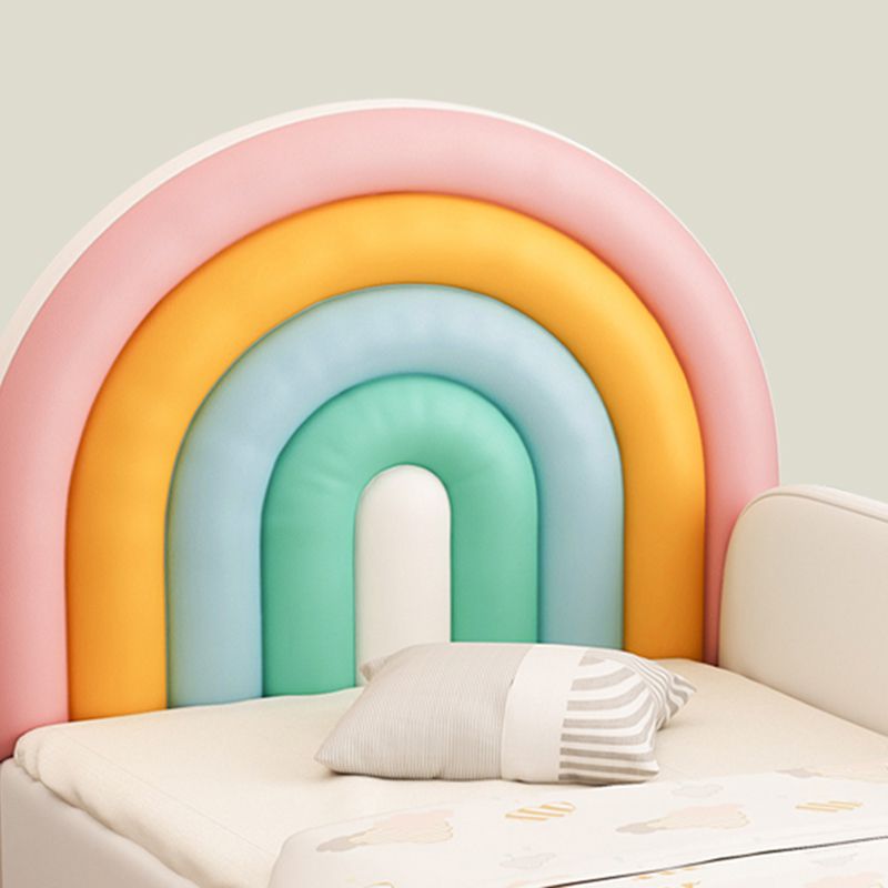 Upholstered Rainbow Kids Bed Modern Genuine Leather Twin Bed with Mattress