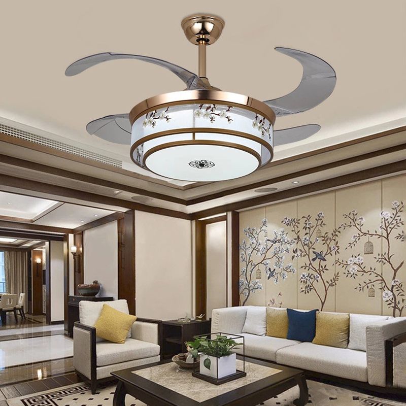 Modern Simple Ceiling Fan Lamp Cylinder Shape Ceiling Fan Light for Living Room