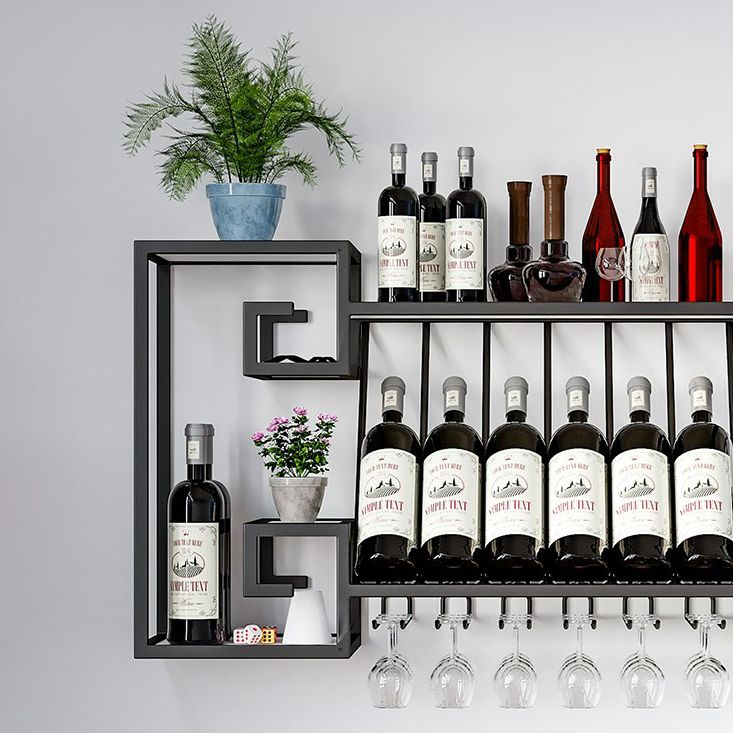 Wall Mounted Wine Rack Metal Wine Bottle & Glass Rack for Dining Room