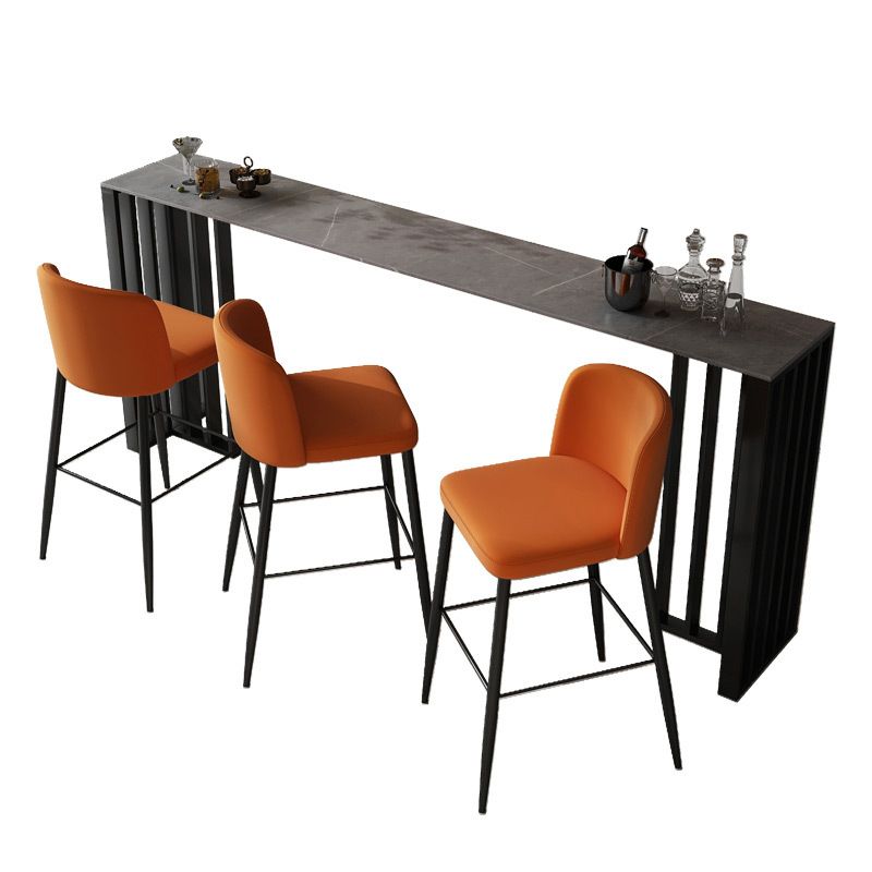 Industrial Style Bar Table 42-inch Height Stone Top and Steel Base Pub Table