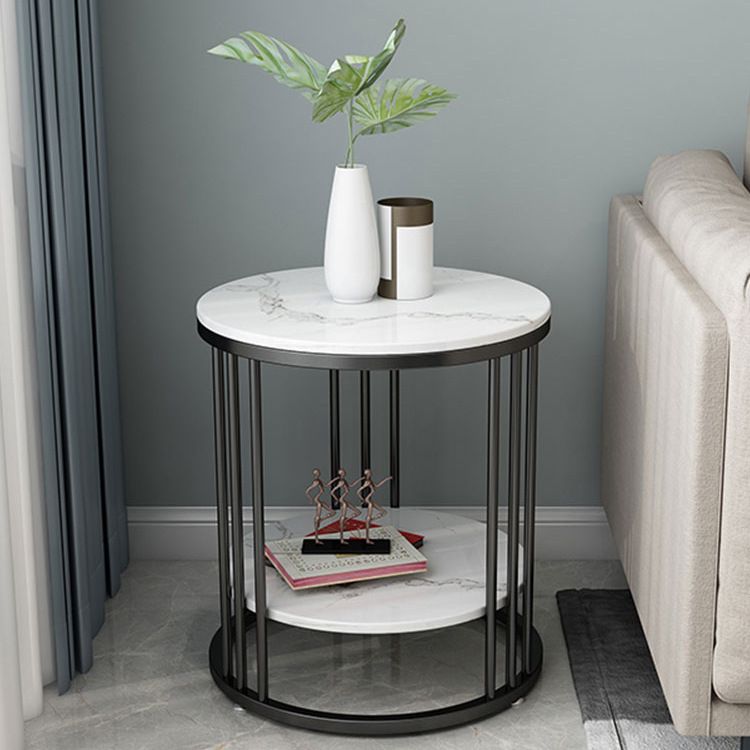 Contemporary Faux Marble Accent Table Nightstand 21.65" Tall Bed Nightstand