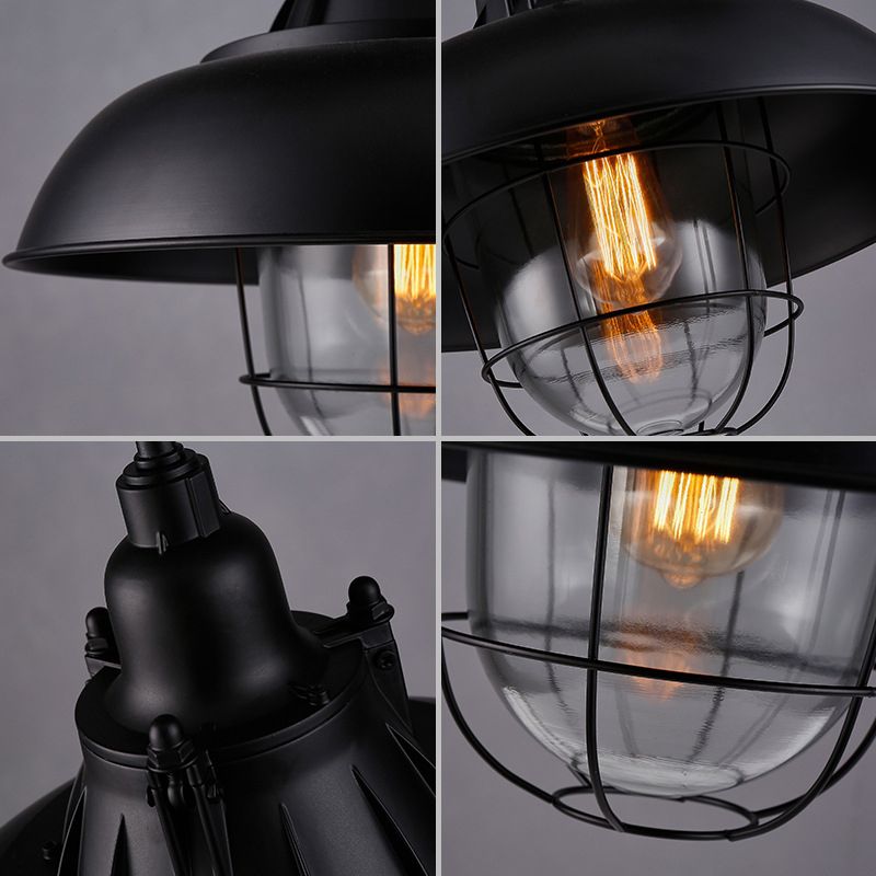 1 Light Caged Hanging Ceiling Lights Industrial Style Metal Pendant Light Fixtures for Restaurant