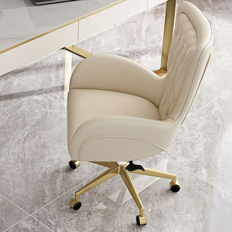 Mid Back Office Chair Rotatable Leather Desk Chair with Steel Base