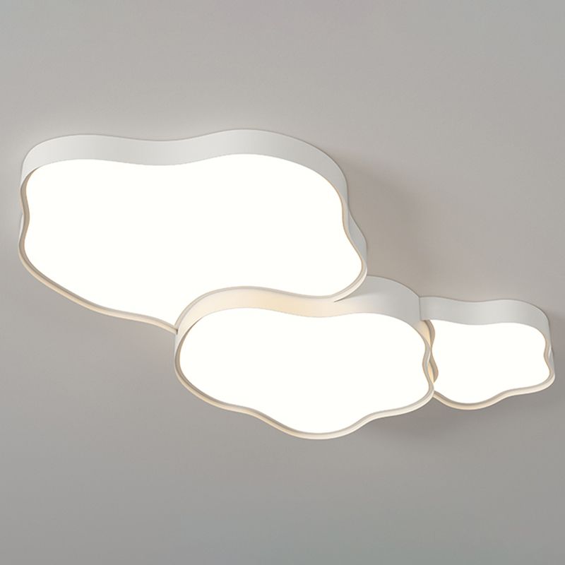 LED White Metal Modern Flush Mount Cloud Shape Ceiling Lamp with Acrylic Shade for Bedroom