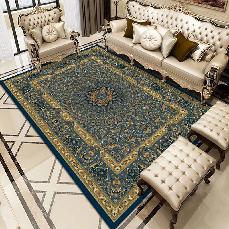 Traditional Carpet Floral Print Polyester Indoor Carpet Stain Resistant Area Rug for Living Room