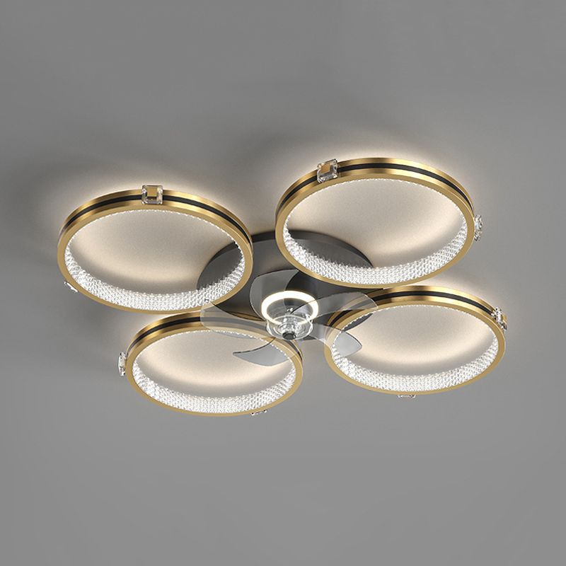 5-Blade Metal Ceiling Fan Modernism Golden Fan with Light for Room