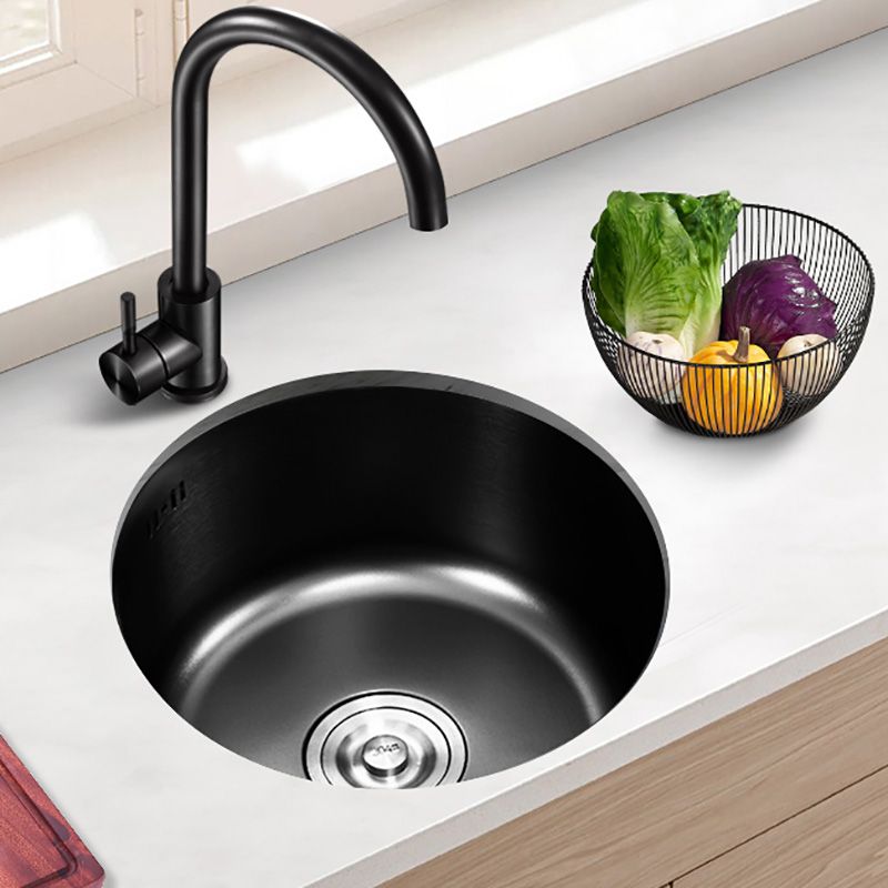 Single Bowl Kitchen Sink Stainless Steel Round Sink with Drain Assembly