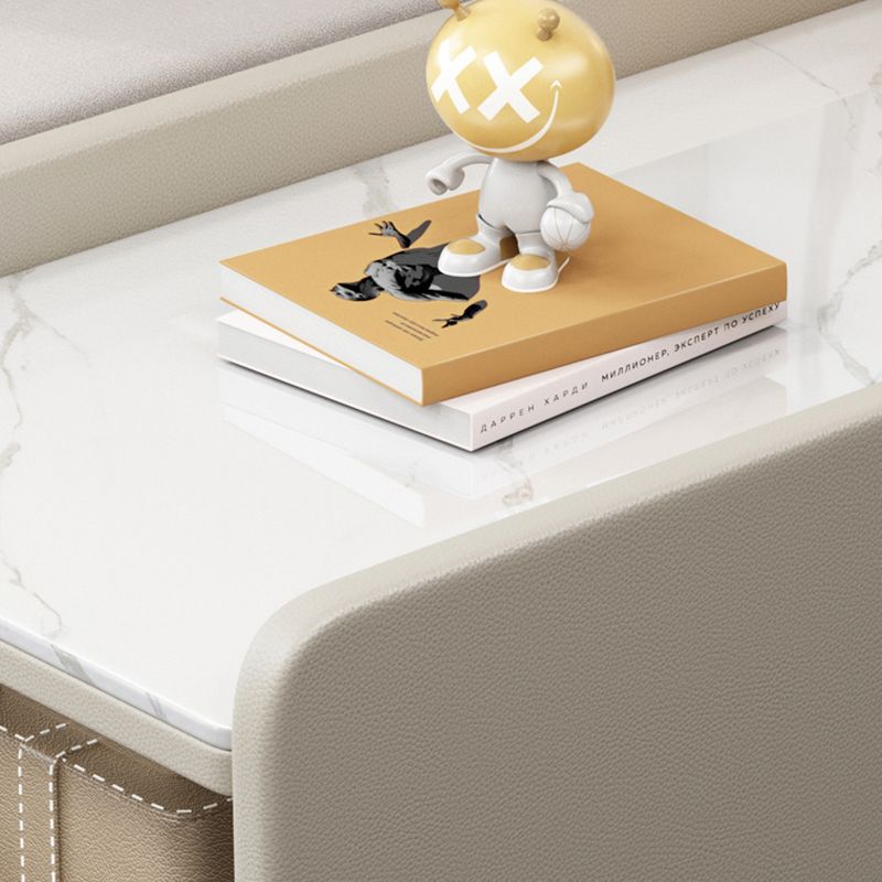 Glam Accent Table Nightstand Stone Nightstand with 2 Drawers