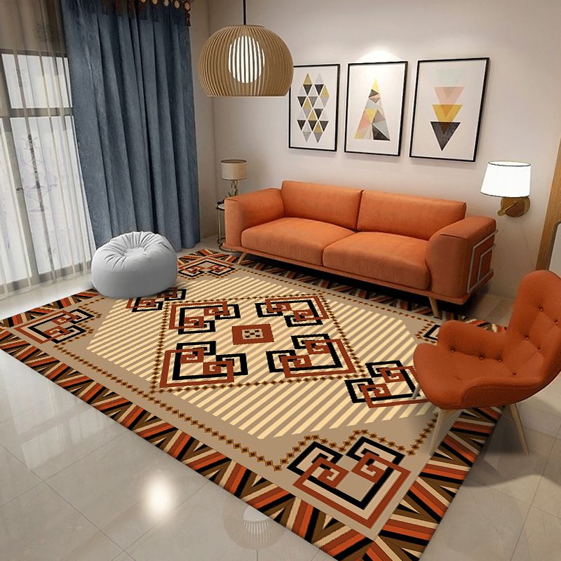 Alfombra de estampado tribal marroquí de poliéster alfombra de alfombra resistente a la alfombra para sala de estar para sala de estar