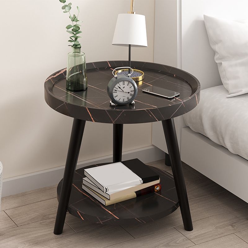 Modern Imitatoon Wood Bed Nightstand Round 18 Inch H Night Table with Legs