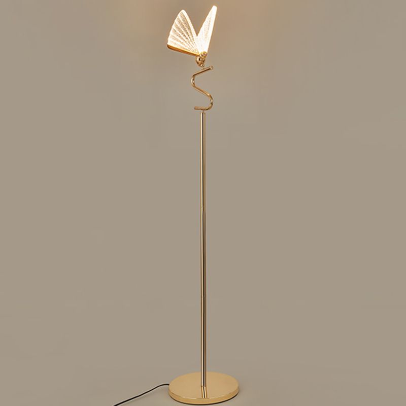 Gold Finish Shaded Floor Lighting Art Deco Acrylic LED Standing Light for Living Room