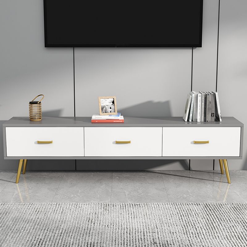 Glam Style TV Stand Wood Enclosed Storage TV Console with Cabinet