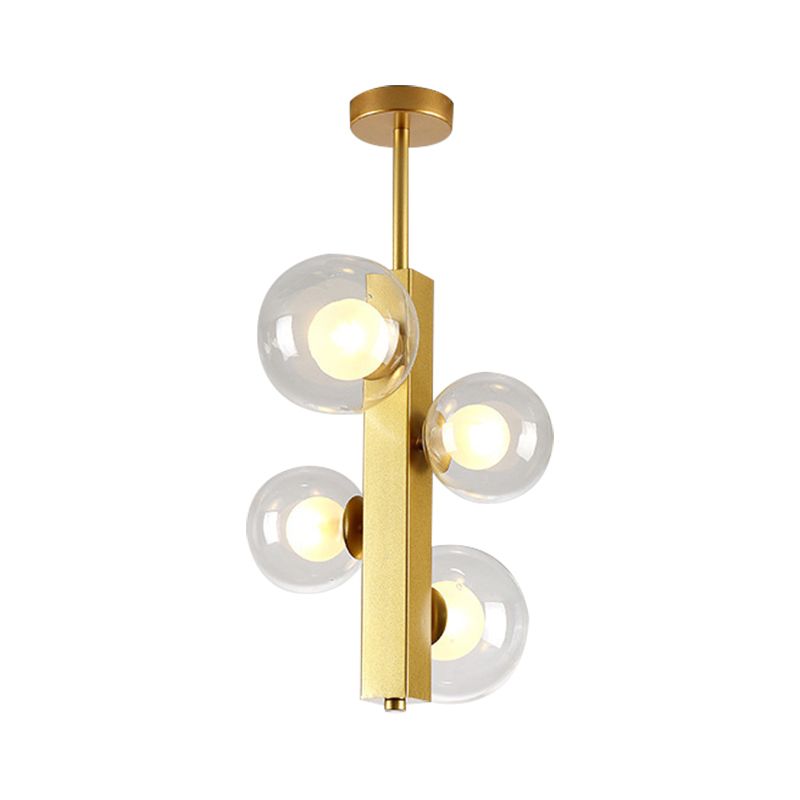 4/8 Lichter Gold Linear Suspension Leicht Einfacher moderner metallischer Kronleuchter mit modo klarer/weißer Glasschatten für Esszimmer