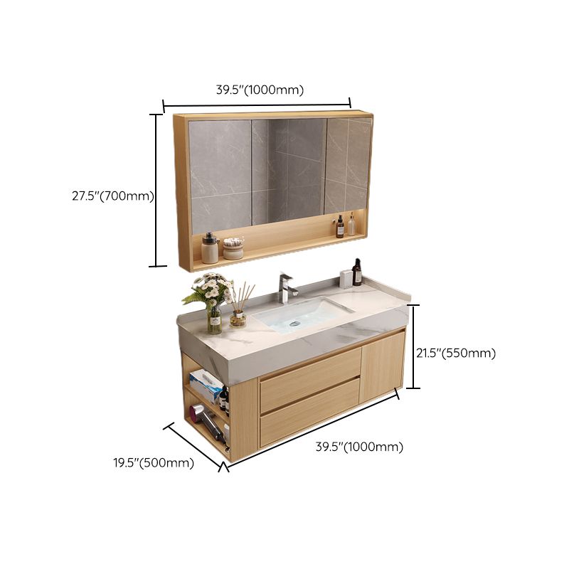 Gorgeous Sink Vanity Wood Wall-Mounted Mirror Cabinet Vanity Cabinet with Storage Shelving