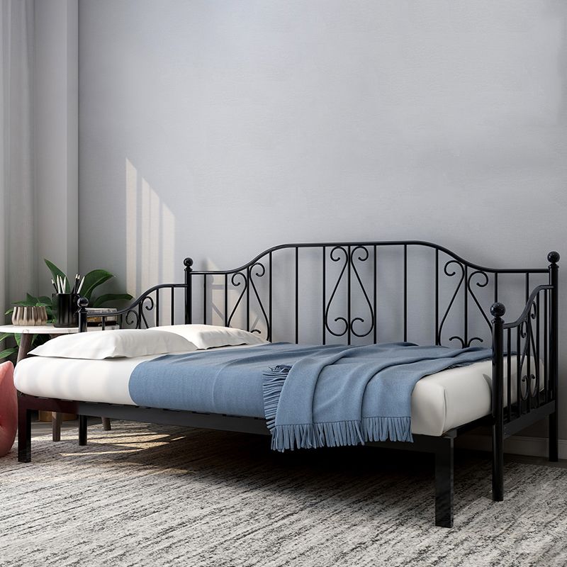 Metal Contemporary Full-Size Bed Open Frame Iron Daybed with Mattress