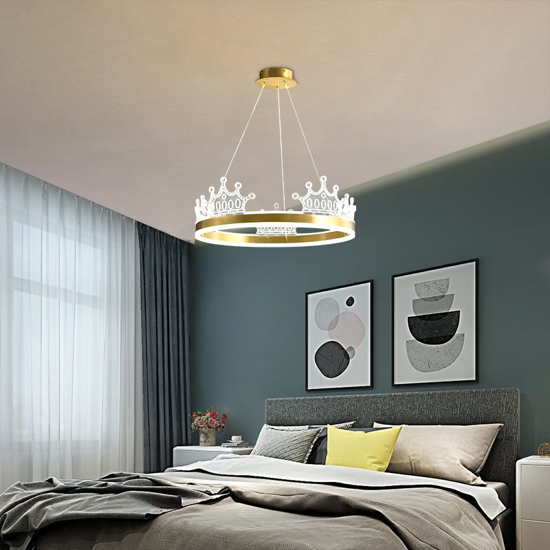 Postmodern Circle Chandelier Brass Chandelier Pendant in Gold for Dining Room